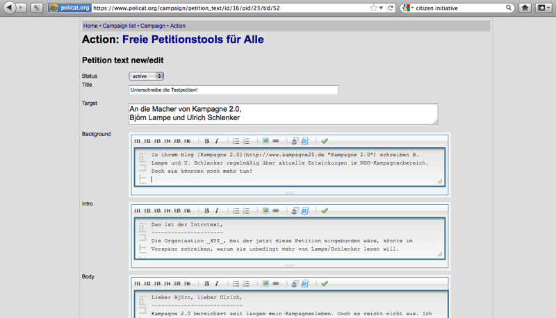 Mit wenigen Klicks zur eigenen Online-Petition